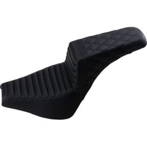 SADDLEMEN Step-Up Seat — Rear Lattice Stitch/Front Tuck-n-Roll - Black 818-30-176