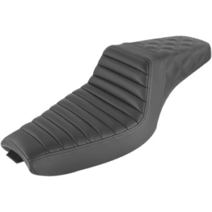 SADDLEMEN Step-Up Seat — Rear Lattice Stitch/Front Tuck-n-Roll - Black 807-03-176